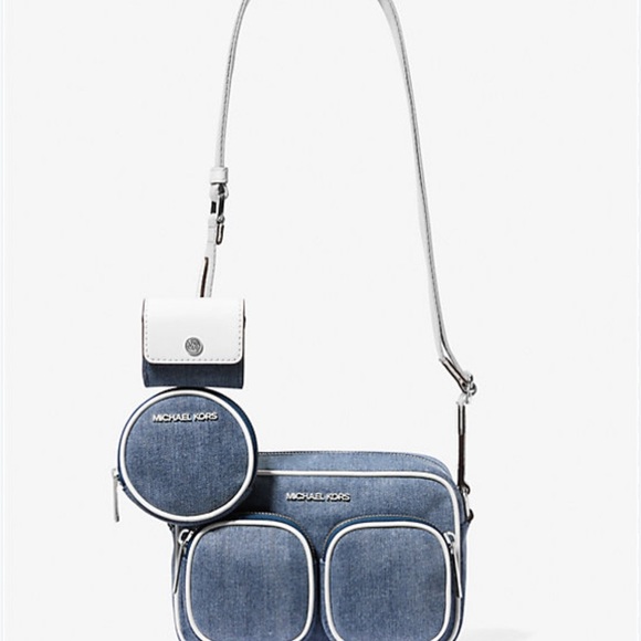 Michael Michael Kors Jet Set Medium Denim Crossbody – 3-Piece Set! 💙✨ - Picture 1 of 10